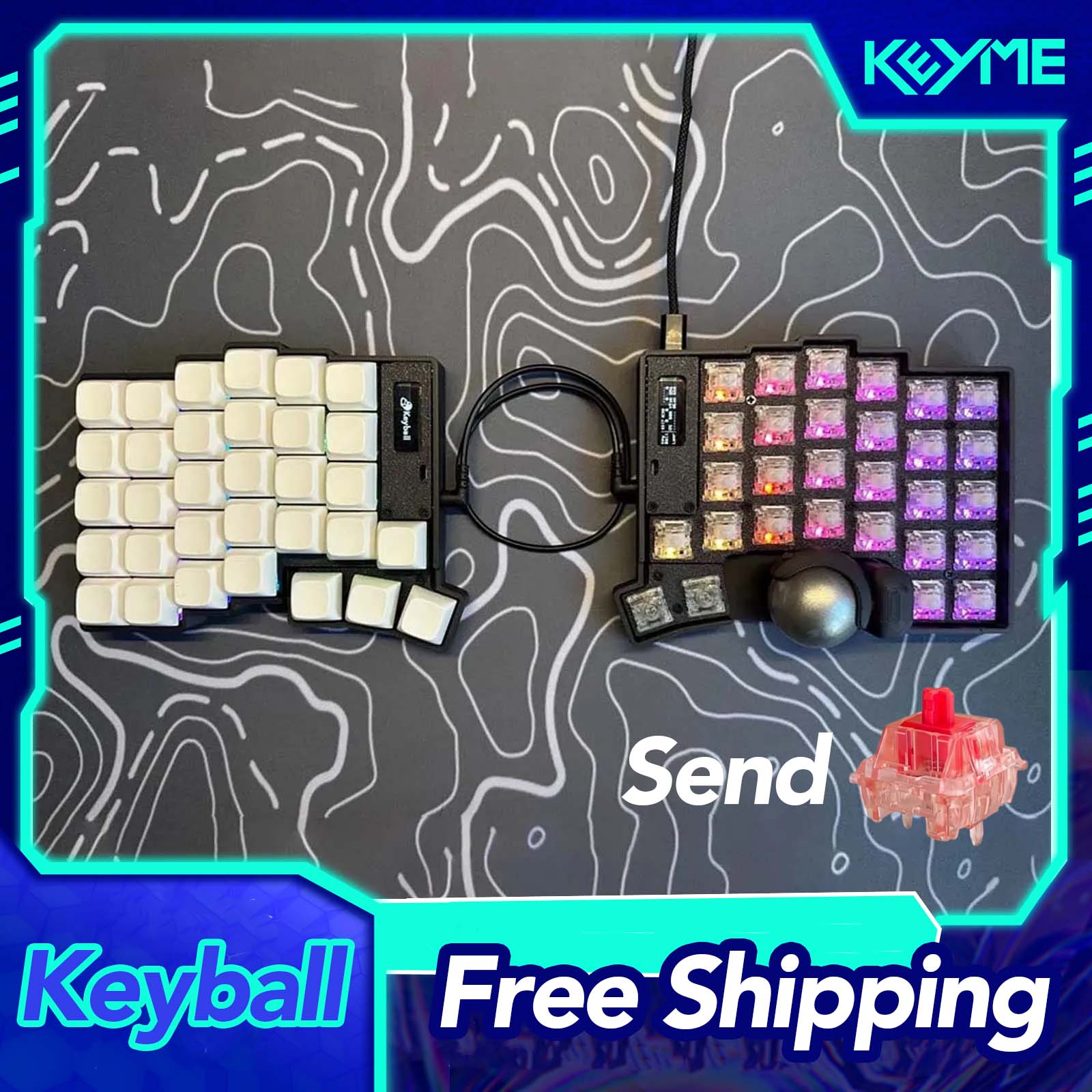 Gaming Keyboard Bundle - Keyball 39/44/61 Split Keyboard Kit With