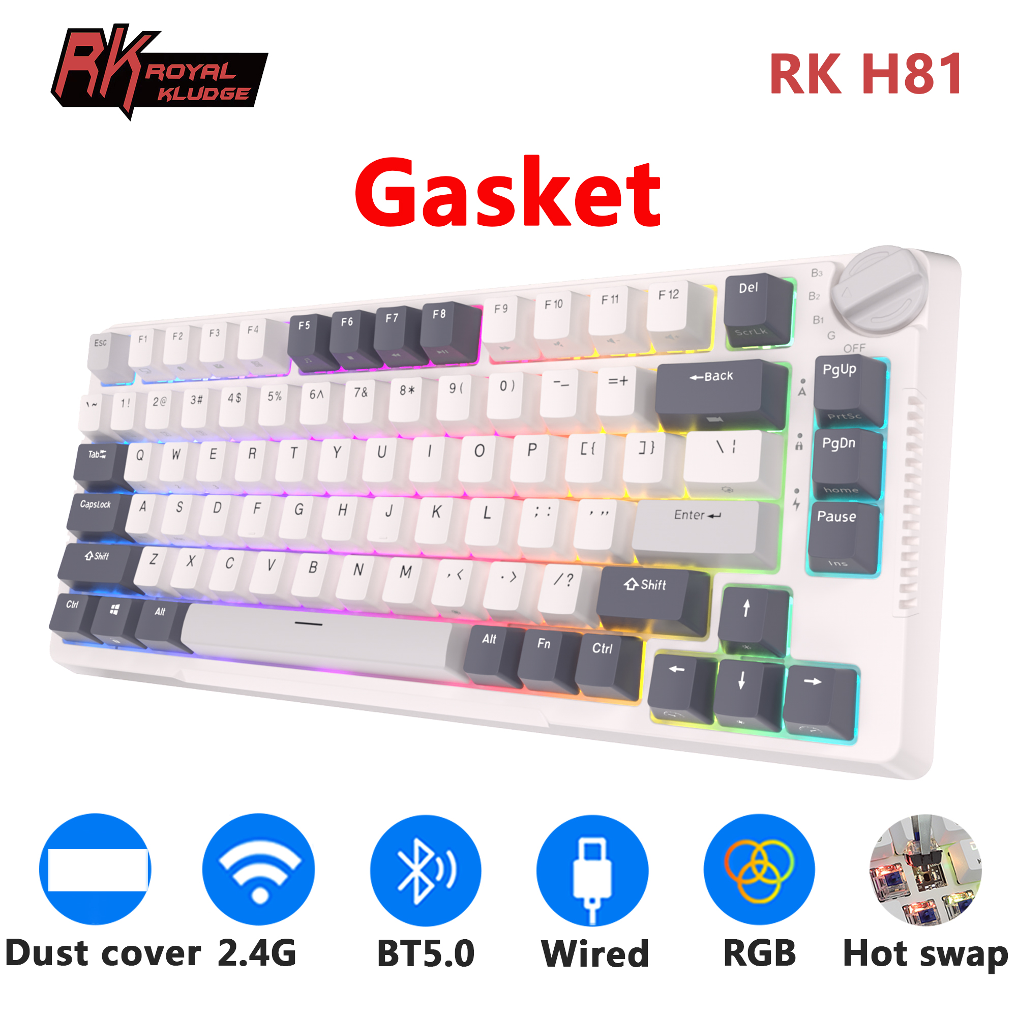 Gaming Keyboard Bundle - RK H81 Royal Kludge Gasket Structure