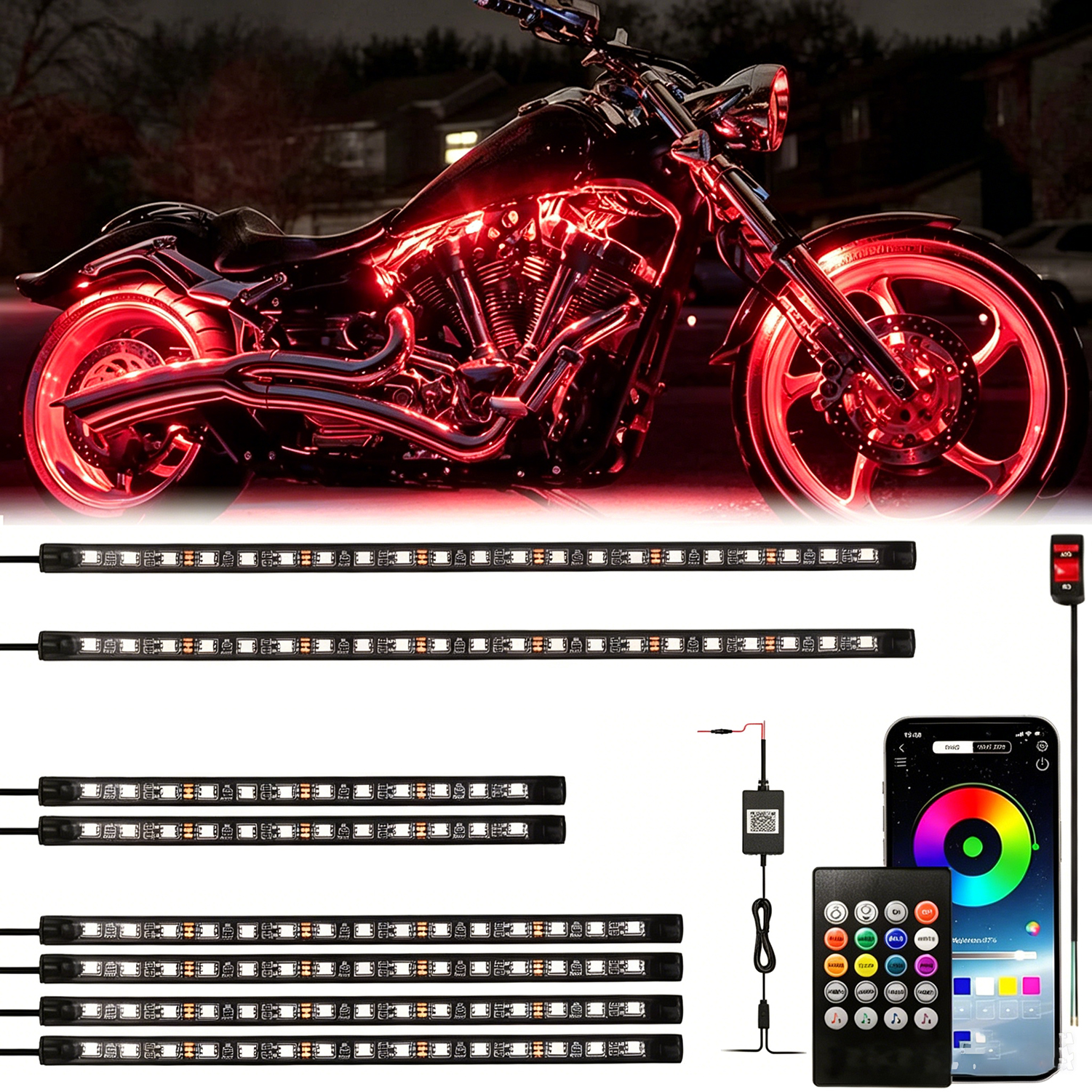 Rgb Underglow Strip - 8pcs RGB LED Motorcycle Underglow Ambient