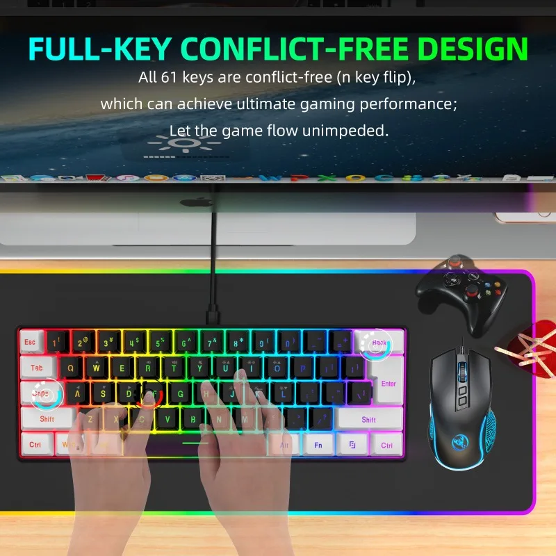 Keyboard and Mouse 60% Compute - Gaming Keyboard Bundle review and price