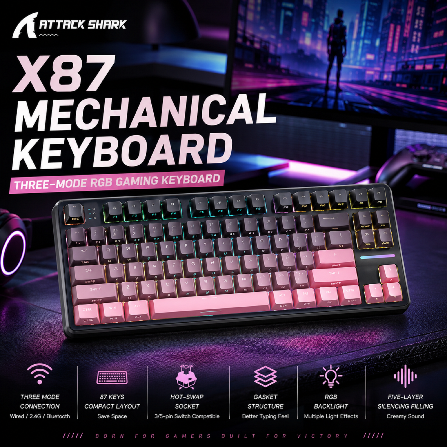 Attack Shark X87 Macro Drive G - Gaming Keyboard Mechanical review and price