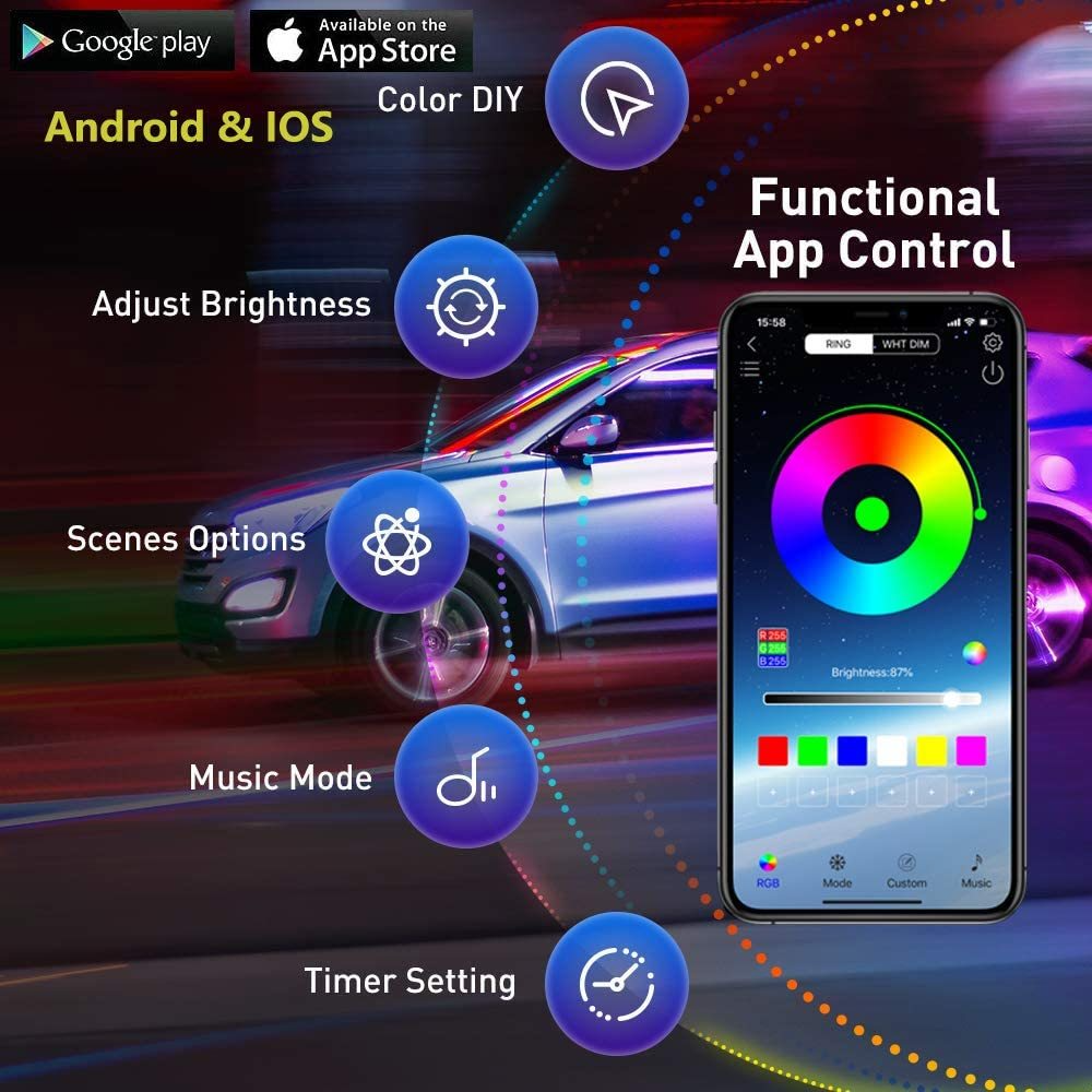 Neon LED Car Bottom Underglow  - Rgb Underglow Strip review and price