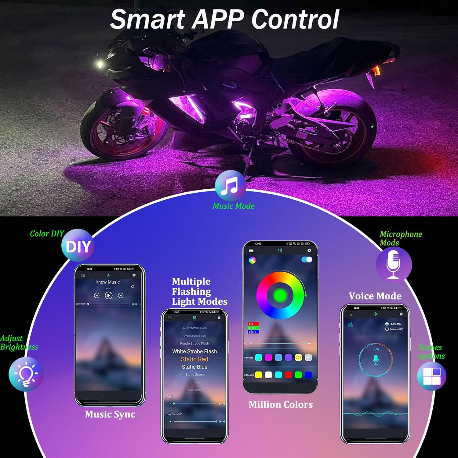8pcs RGB LED Motorcycle Underg - Rgb Underglow Strip review and price